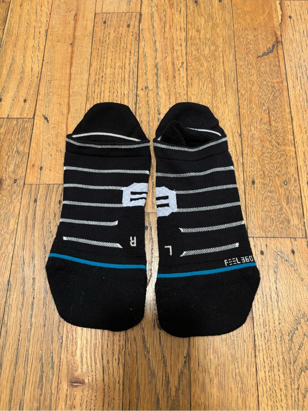 Stance Black Athletic Low-Cut Socks with Gray Stripes and Blue Accent